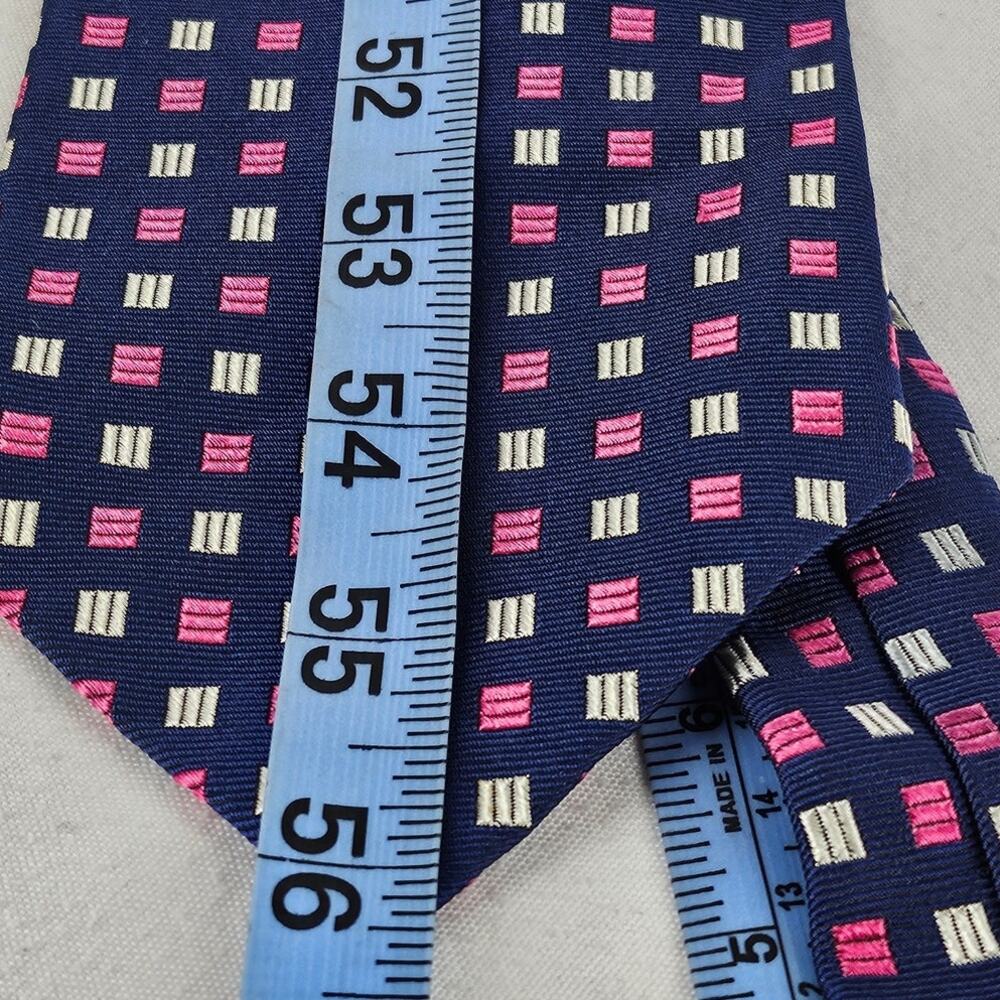 BROOKS BROTHERS MAKERS SILK TIE – BLUE W/ PINK & WHITE PATTERN – 4" WIDTH - Picture 8 of 11